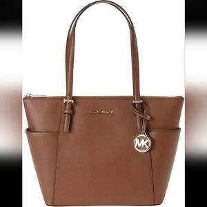 MICHAEL KORS Charlotte Large Saffiano Leather Top-Zip Tote Bag